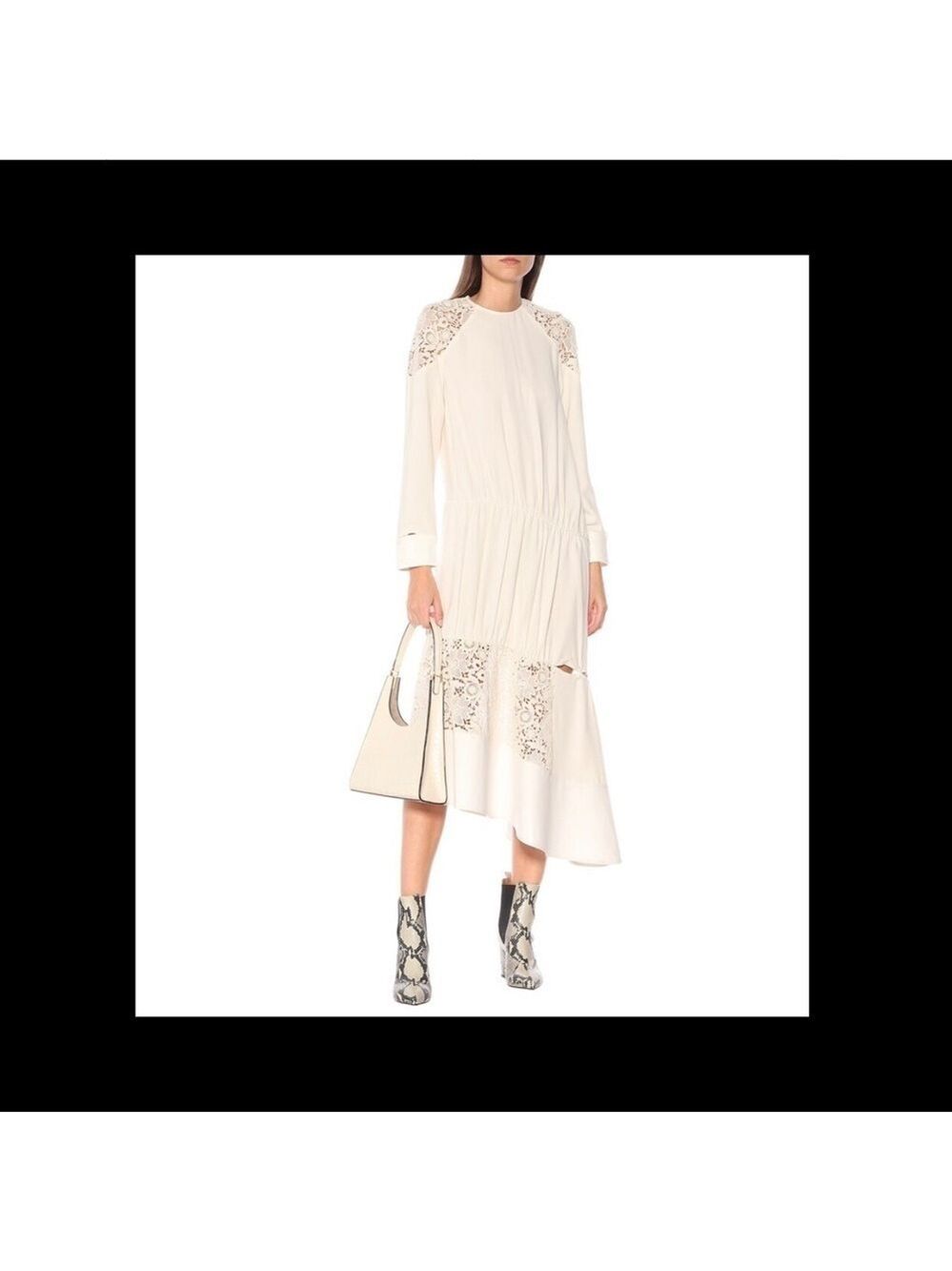 TIBI Guipure Lace Asymmetrical Ivory Lace Dress, Cut-Outs, Long Sleeves,…